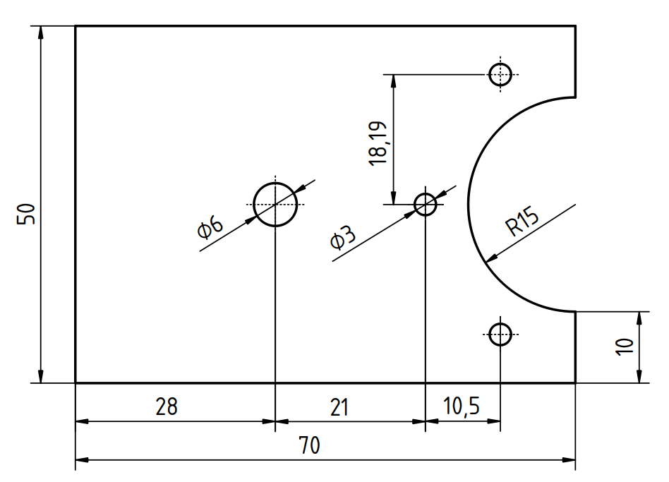 Plano de la hoja del arma